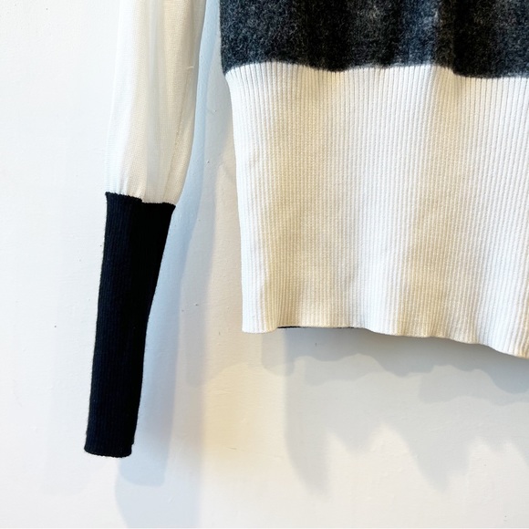Rag & Bone Marissa‎ Color Block Fine Knit Sweater in Black and Cream - Picture 3 of 5